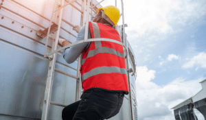 Engineer Climbing Ladder